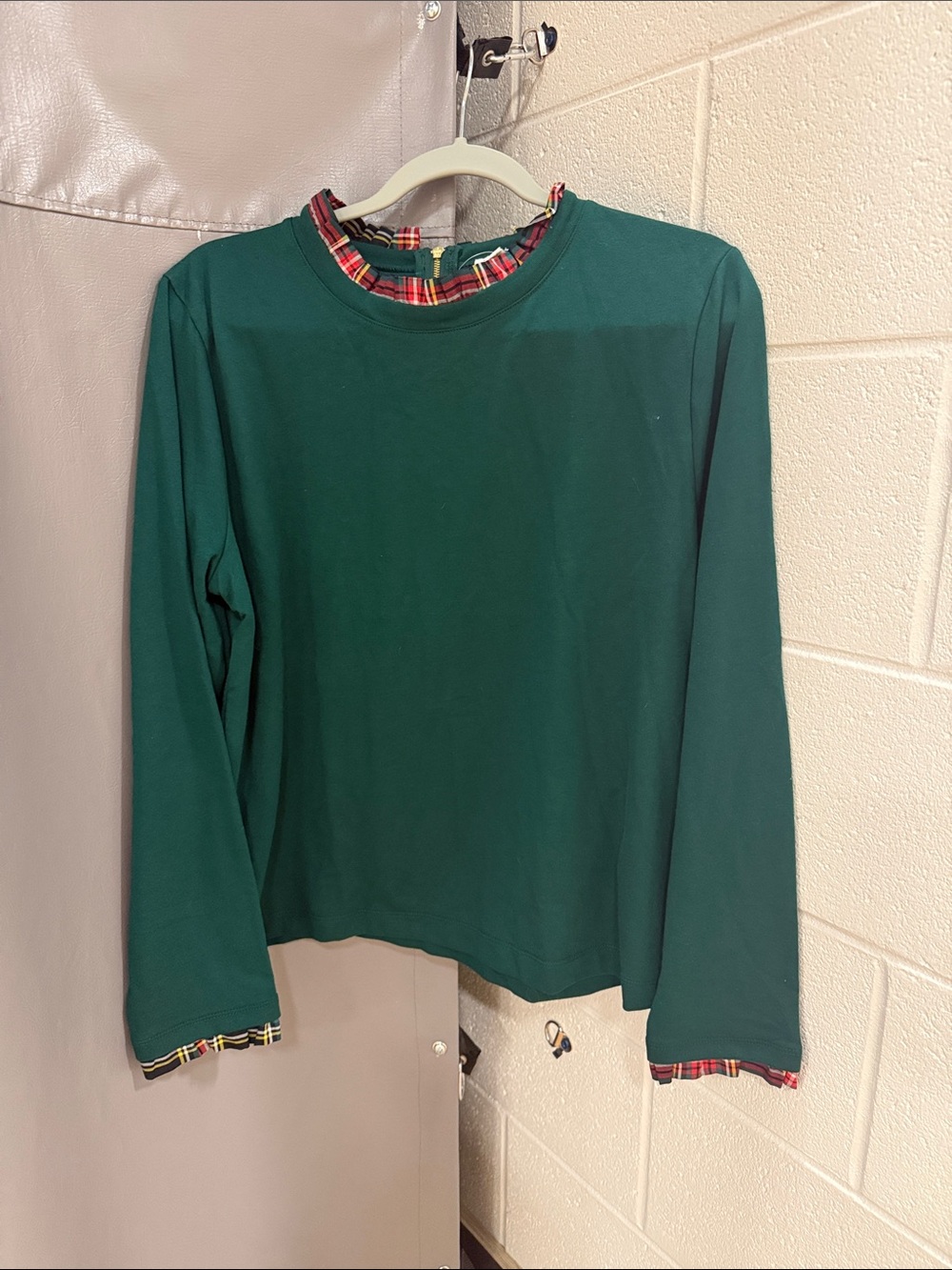 J. Crew Factory Tartan ruffle-collar pullover